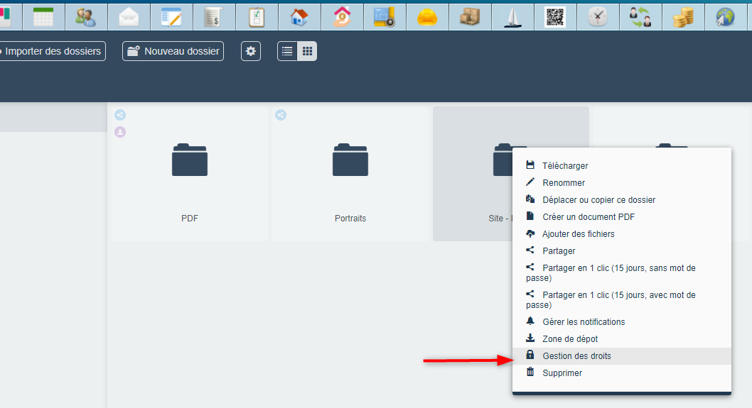 Gérer les droits sur les dossiers